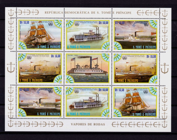 ✅(C34)Sao Tome-Principe &quot;Vapoare cu aburi&quot; , bloc , CV Mi. 15 &euro; ,MNH