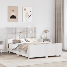 vidaXL Cadru de pat fără saltea, alb, 140x200 cm, lemn masiv pin 3323690