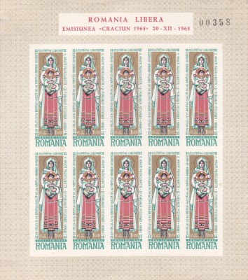 Romania Exil, MINICOALA CRACIUN 1965 nedantelat,MNH. foto