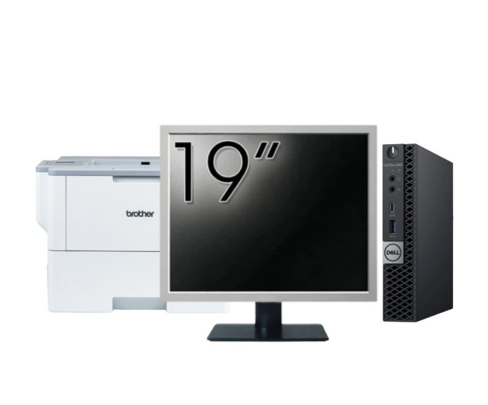 Pachet Calculator Second Hand DELL OptiPlex 5060 Mini PC, Intel Core i5-8500T 2.10-3.50GHz, 8GB DDR4, 256GB SSD + Monitor 19&amp;quot; + Imprimanta Brothe