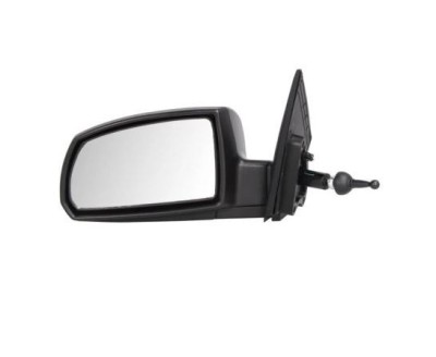 Oglinda usa exterioara Kia Rio (De), 01.2005-09.2011, partea Stanga, ajustarea prin cablu; carcasa neagra; sticla convexa; geam cromat, Aftermarket foto