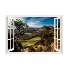 Sticker decorativ, Fereastra 3D, Peisaj de munte, 85 cm, 578STK