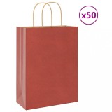 vidaXL Saci de h&acirc;rtie 50 buc cu m&acirc;nere roșii 26x12x35 cm