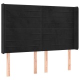 Cumpara ieftin Tablie de pat cu aripioare, negru, 147x16x118/128 cm, catifea