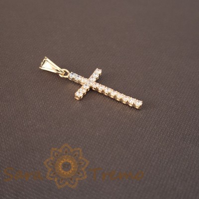 Cruce fina eleganta 3 cm cu cristale zirconia , Stralucire si rafinament foto