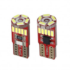 Set 2 LED cu Canbus T10 W5W 4014 led chips 15 SMD alb pur