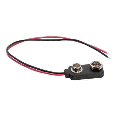 Conector baterie 9V ranforsat pe fir 15cm foto