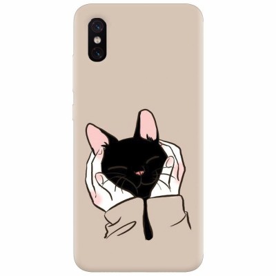Husa silicon pentru Xiaomi Mi 8 Pro, Th Black Cat In Hands foto