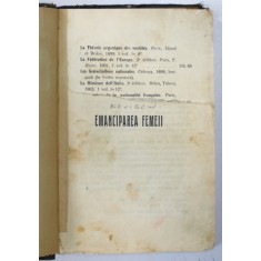EMANCIPAREA FEMEII de J. NOVICOW , 1912 *LIPSA FRAGMENT PAGINA DE TITLU ( VEZI FOTO )