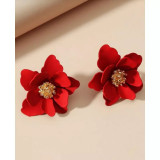 Cumpara ieftin Cercei Floare Rosie