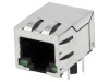 Conector RJ45 Ecranat cu LED BEL FUSE 8P8C Soclu Unghiular THT