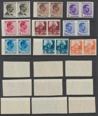 ROMANIA 1935 uzuale Carol II 9 timbre in perechi rare nedantelate MNH foto