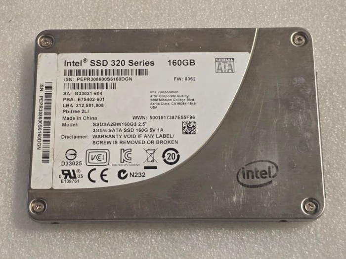 Solid-State Drive (SSD) Intel 320 Series 160GB 2.5&quot; MLC SSDSA2BW160G3