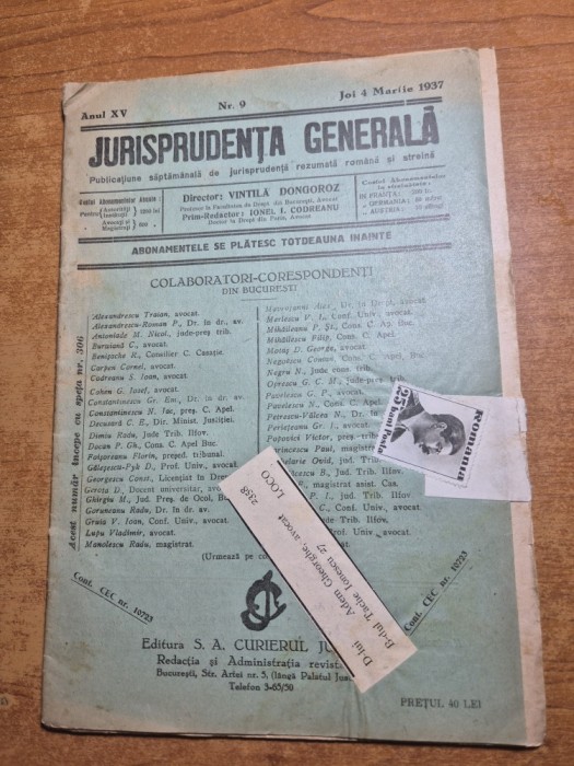 revista jurisprudenta generala - 4 mai 1937