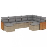 Cumpara ieftin Set canapele de gradina, 9 piese, cu perne, bej, poliratan