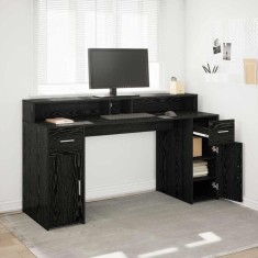 vidaXL Birou cu sertar Stejar negru 160 x 55 x 91 cm Lemn compozit 3365615
