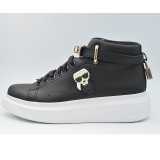 Sneakers high-top MBrands, Negru, cu catarama si lacatel - 40