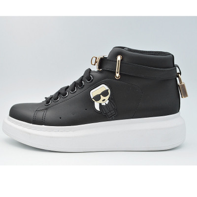 Sneakers high-top MBrands, Negru, cu catarama si lacatel - 41 foto