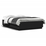 VidaXL Cadru de pat, negru, 160x200 cm, lemn prelucrat