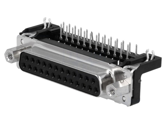 Conector D-Sub 25 pin mamă 90&deg; THT