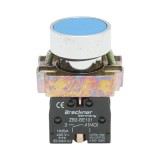 Buton comanda metalic albastru cu revenire 1NO+1NC, 400V/10A, LAY5 Breckner Germany