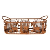 Cumpara ieftin Suport lumanari sticla metal maro Forest 37x11x13 cm