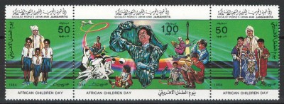 Libia 1984 Mi 1269/71 strip MNH - Ziua Copilului African foto