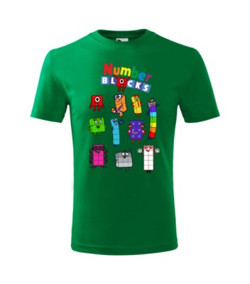 Tricou Personalizat Verde Number blocks pentru Copii 3 foto