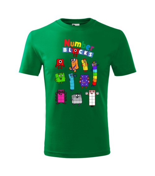 Tricou Personalizat Verde Number blocks pentru Copii 3