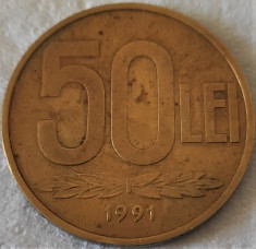 Moneda 50 LEI - ROMANIA, anul 1991 *cod 456 foto