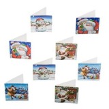 Set Felicitări de Crăciun, 8 buc, 4 Modele Diferite, Multicolore, 5.5x5.5cm, CMCLASS