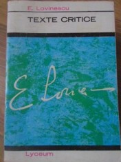 TEXTE CRITICE - E. LOVINESCU foto
