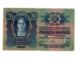 Austro-Ungaria 1913 - 20 korona, cu stampila locala, circulata