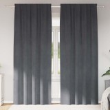 vidaXL Draperii opace cu bandă superioară, 2 buc., gri deschis, catifea