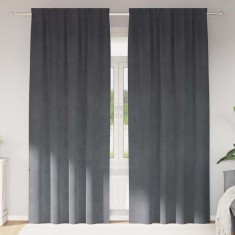 vidaXL Perdele cu perdele 2 pcs Gri deschis 140 x 245 cm Catifea 4107291