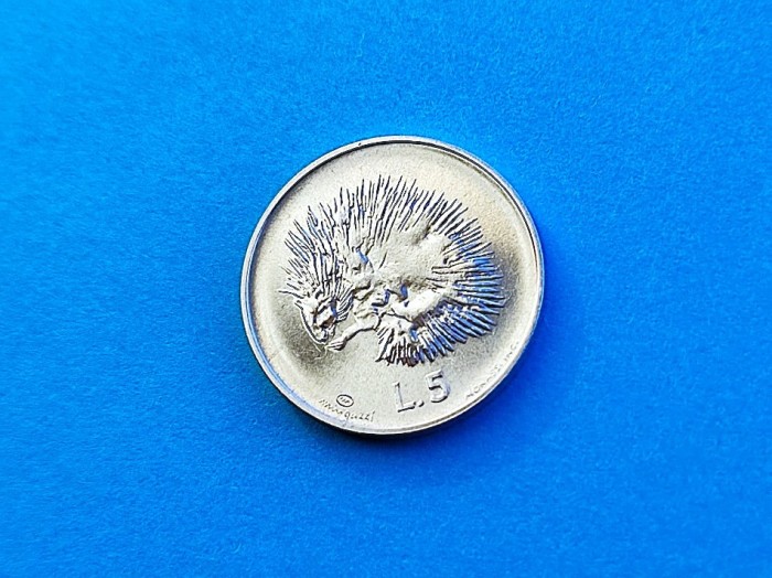 5 Lire 1974 San Marino-UNC-RAR-in realitate arata bine!!
