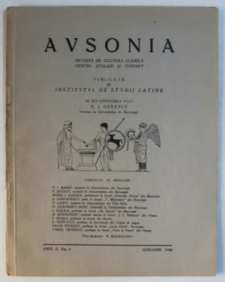 AVSONIA - REVISTA DE CULTURA CLASICA PENTRU SCOLARI SI TINERET , ANUL II , NR. 4 - IANUARIE , 1942 foto