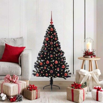 vidaXL Pom de Crăciun artificial pre-iluminat Negru 120 cm PVC 3397115 foto