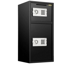Seif digital, 2 usi, otel, 2 moduri de deblocare, 35 x 35 x 75 cm, negru