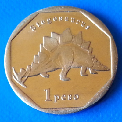 Sint Maarten Island 1 peso 2019 UNC Stegosaurus foto