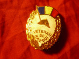 Insigna Veteran de Razboi , h=3,5cm , metal si email