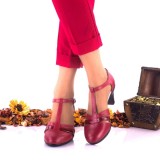 Cumpara ieftin Oferta marimea, 40 - Pantofi dama din piele naturala rosu si piele naturala lacuita toc 7cm - LNA173RPL