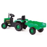 Tractor cu pedale si remorca Dolu, Joc Educativ, Plastic Rezistent, 3 Ani+, 173 cm