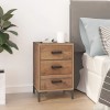Noptiera Gossi Maro 40x30x55 cm Lemn Masiv Pin Vintage cu 3 Sertare si Picioare Metalice