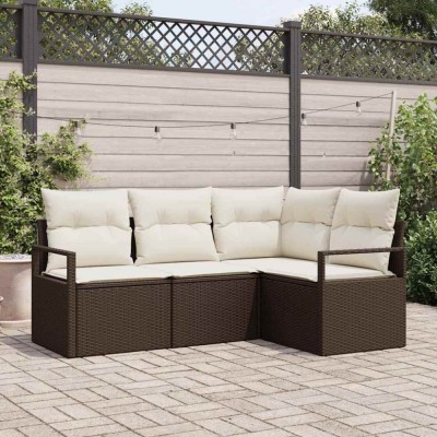 vidaXL Set de canapele pentru grădină 4 pcs Maro Rattan poli foto