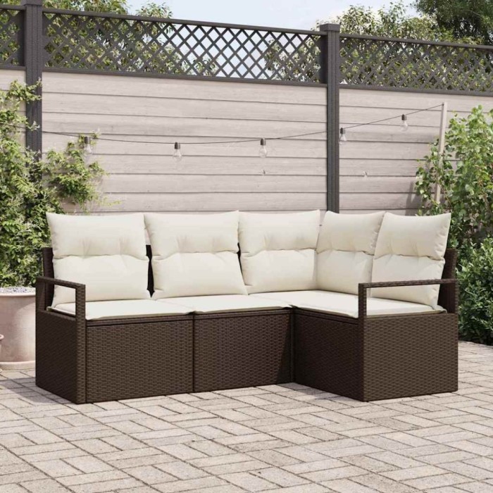 vidaXL Set de canapele pentru grădină 4 pcs Maro Rattan poli