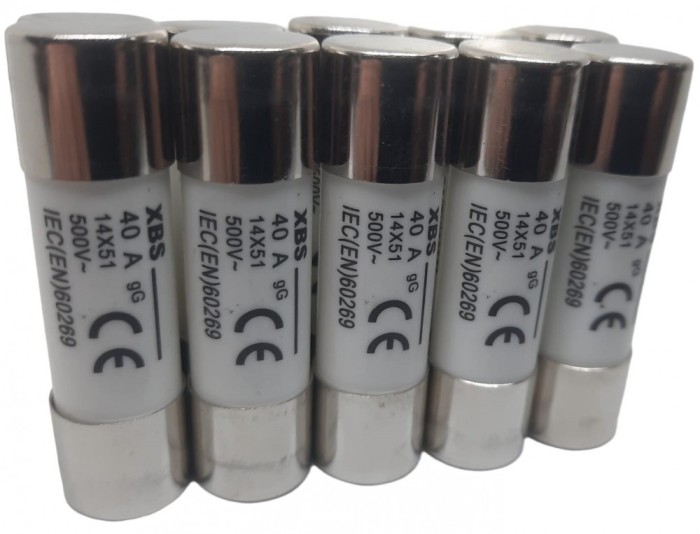 Set 10 sigurante fuzibile cilindrice ceramica 14x51 40A 500V AC gG