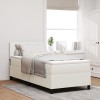 VidaXL Pat cu saltea și LED Crem 100x200 cm din țesătură de corduroy