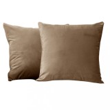 Set 2 huse pernute decorative din catifea cu fermoar, 50x50 cm, Madison, densitate 700 g/ml, Latte