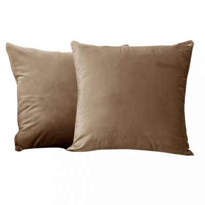 Set 2 huse pernute decorative din catifea cu fermoar, 50x70 cm, Madison, densitate 700 g/ml, Latte foto